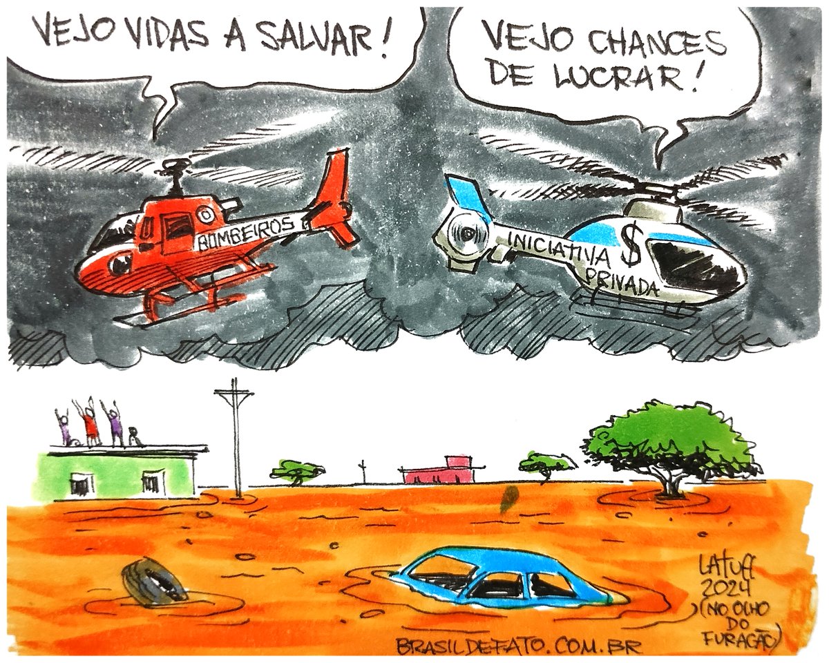 Mais uma vez, nosso amigo @LatuffCartoons captura a síntese da tragédia do RS