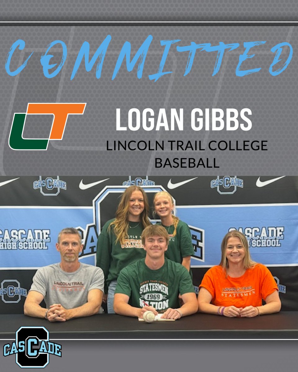 Congratulations Logan on your decision to continue your education and baseball career next year at Lincoln Trail College!