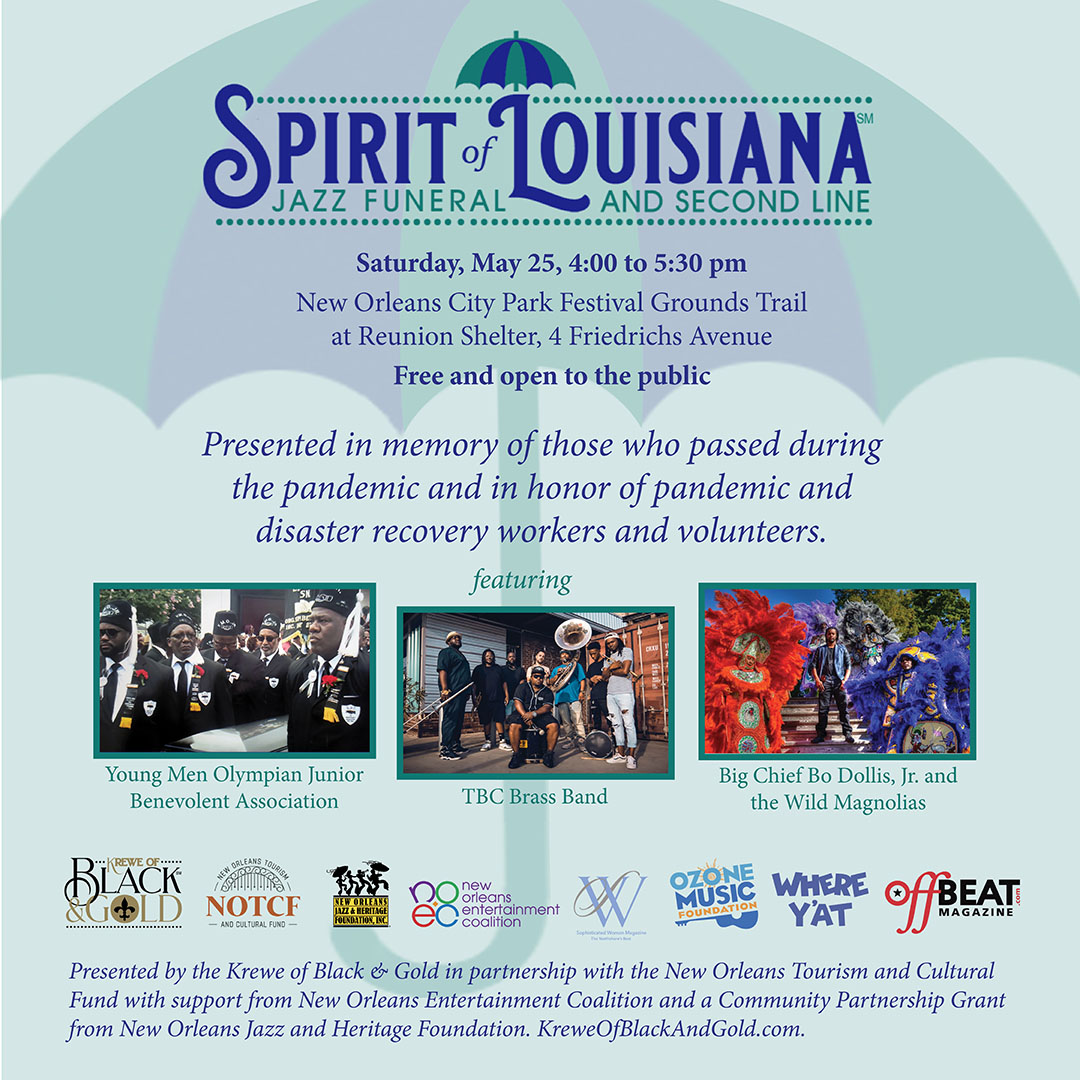 RightBrainLife's tweet image. In 2019, we produced the Super Bowl Sunday Blackout &amp;amp; Gold Second Line to provide broken-hearted @Saints fans catharsis. Tomorrow, we're bringing the #SpiritOfLouisiana #JazzFuneral and Second Line to provide catharsis for those who lost loved ones during the pandemic.