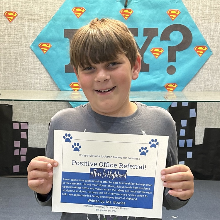 Congratulations to Aaron for receiving a our last “Positive Office Referral” of the year today!   #164Scottie #ThisIsHighland