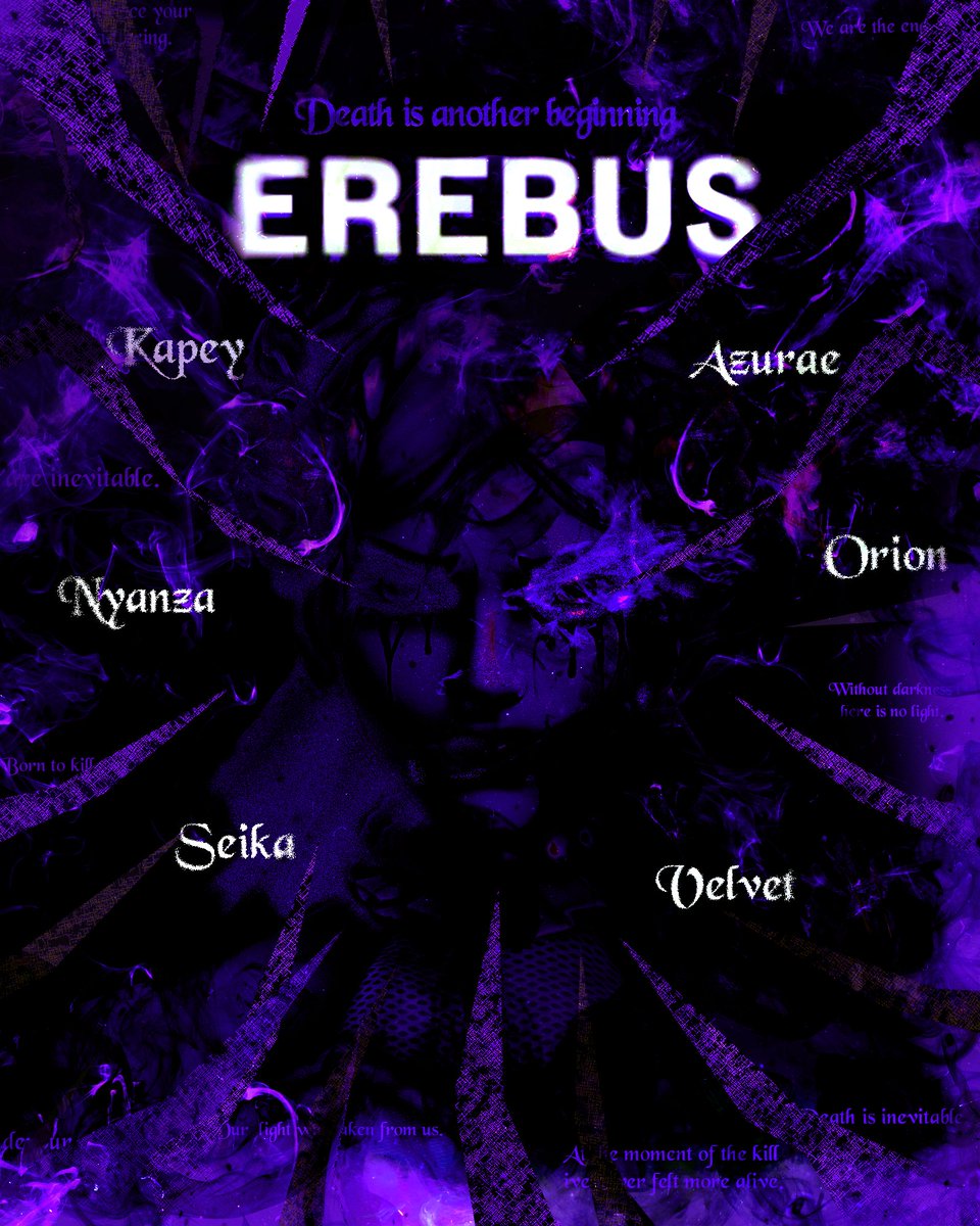 From within the shadows, the heroes of darkness arise.

The pursuit for finality begins. Ready to conquer, Erebus infiltrates Calling All Heroes!

🛡️ <a href="/Kapey774/">Kacpet Kuczyński</a>
⚔️ <a href="/SnailMailLuvr/">Azurae</a>
⚔️ <a href="/nyanzaa_ow/">nyanza</a>
💉 <a href="/Oriokine/">orion :)</a>
💉 @v2lv2t_ow
💉 @seikakittyy

#EmbraceDeath // #CallingAllHeroes