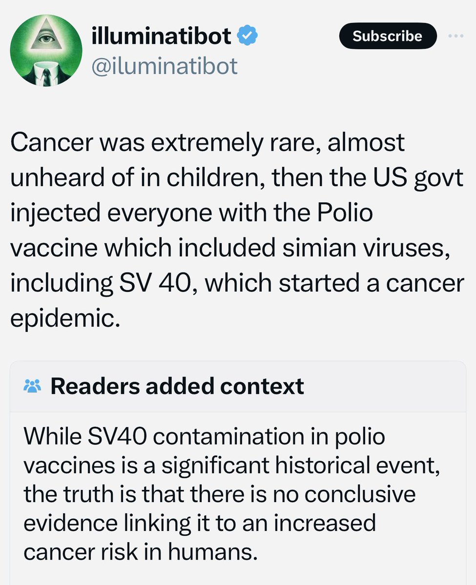 Community Notes strikes again. Vaccines cause cancer.