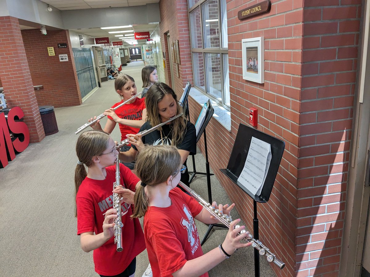 LIFELONG LEARNERS and fellow <a href="/MentorMemorial/">Ericka Blackburn</a> teachers Mrs. Foschia and Miss Ritchey happened to be in the hall during Cadet Band, and both asked for a flute to play along. 

Your musical skills won't be limited by age!