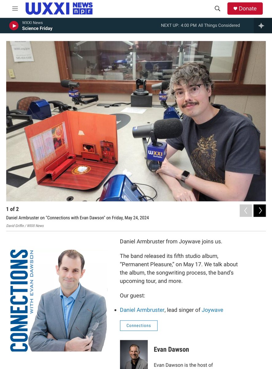 Always a great conversation with <a href="/evandawson/">Evan Dawson</a> on <a href="/WXXIrochester/">WXXI Public Media</a>. Lots of talk about the perspective of the new album, meanings behind songs, etc in this 51 minute(!) interview. 

wxxinews.org/show/connectio…