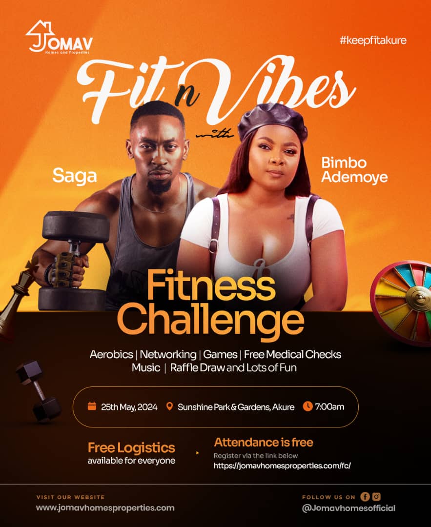 ounjeamuludun's tweet photo. Your Faves @BimboAdemoye and @SagaDeolu will be in #Akure on Saturday, 25th May, 2024 for #FitñVibes. Don't Miss It oo.
#KeepFitAkure #FitnessChallenge
#AkureTwitterCommunity #Jomav https://t.co/1zk4xKFODe