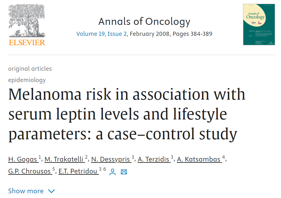 Stop worrying that healthy sun exposure will increase your risk of melanoma (it doesn't), and start focusing on become leptin sensitive. Leptin resistance ↑ risk of melanoma Guess what, sunlight will improve leptin sensitivity. And artificial light at night (ALAN) will