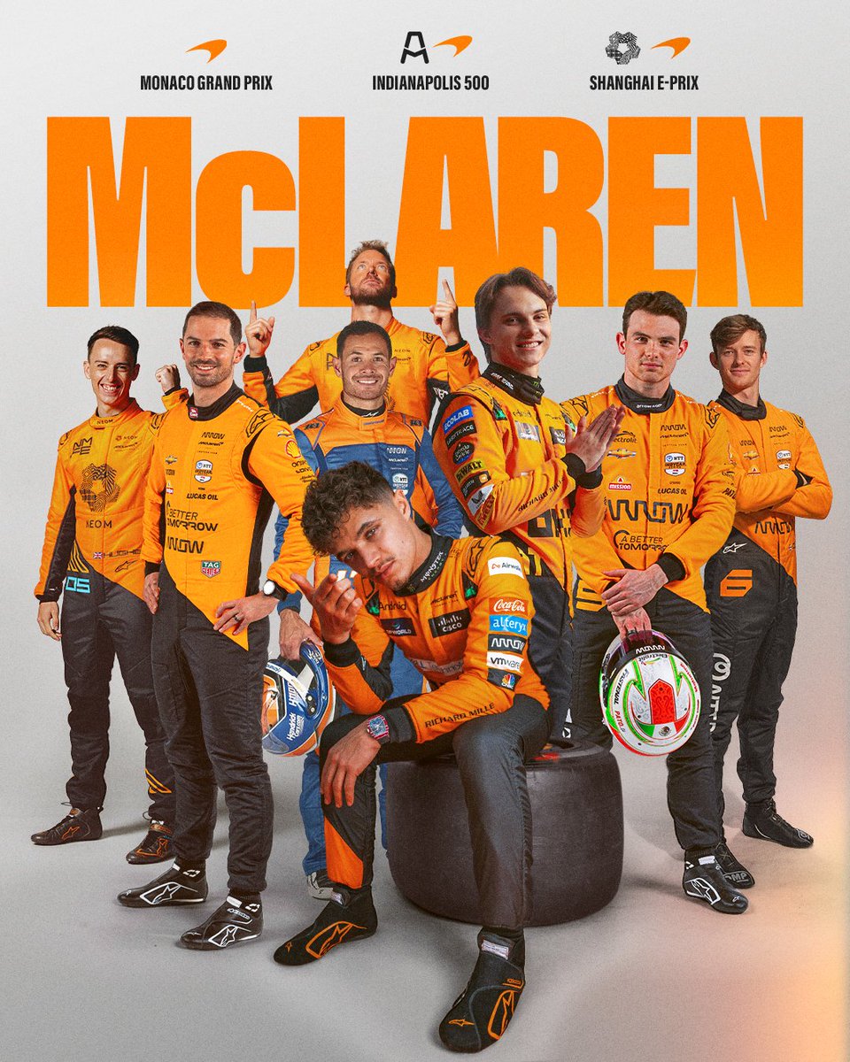 WE. ARE. McLAREN. 🧡 Monaco. Indy 500. Shanghai. It's set to be a special weekend with @ArrowMcLaren and @McLarenFE! 💫