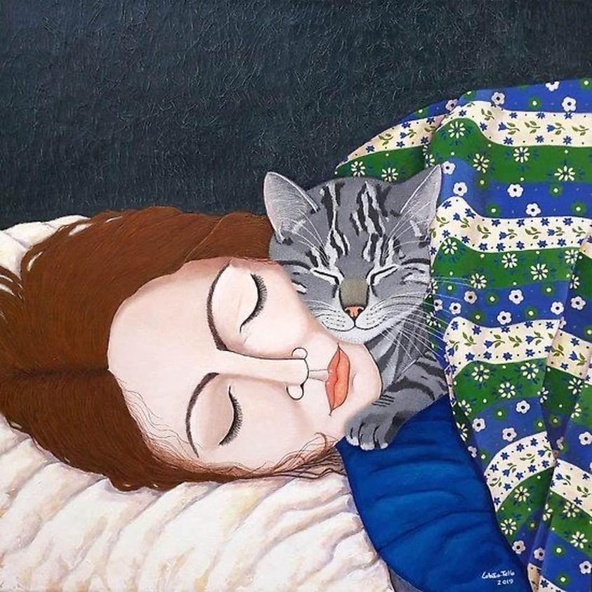 good night, friends 🎨Madalena Lobao-Tello #CaturdayEve