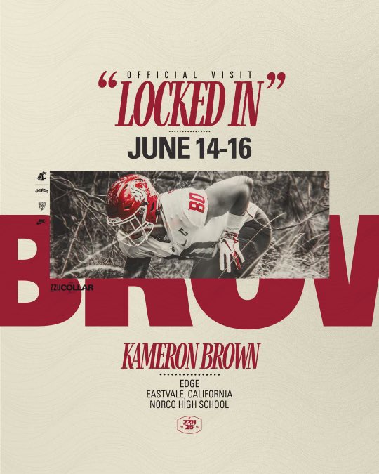 Blessed to be locked in for my Official Visit to Washington State University! Looking forward to it! Thank you @CoachDickert @coachfrankmaile @WSUCougarFB #GoCougs