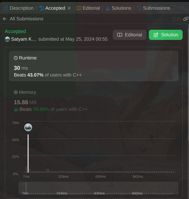 Hey everyone 👋🏻Here's my progress today  
📷 Day Count: 9/100  

>Leetcode 18  -- 4SUM problem 

Woah it took me so much time to solve the TLE and the overflow error phewww finally at last submitted

see ya tomorrow

📷#100daysofcodechallenge #100DaysOfCode #100daysofcoding