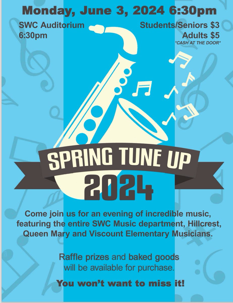 SWC Music Department (@swcmusic_dep) on Twitter photo Concert season is upon us. SWC Music presents Spring Tune Up 2024. June 3rd, starting at 6:30pm. We hope to see you there! <a href="/Churchill_HWDSB/">Sir Winston Churchill SS</a> <a href="/Viscount_HWDSB/">Viscount Montgomery</a> <a href="/QueenMaryHwdsb/">Queen Mary School HWDSB</a> <a href="/Hillcrest_HWDSB/">Hillcrest School</a> Concert season is upon us. SWC Music presents Spring Tune Up 2024. June 3rd, starting at 6:30pm. We hope to see you there! <a href="/Churchill_HWDSB/">Sir Winston Churchill SS</a> <a href="/Viscount_HWDSB/">Viscount Montgomery</a> <a href="/QueenMaryHwdsb/">Queen Mary School HWDSB</a> <a href="/Hillcrest_HWDSB/">Hillcrest School</a>