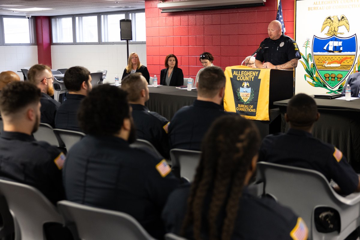 Allegheny_Co's tweet photo. Congratulations to the latest class of Corrections Officers!

They have joined the staff at the Allegheny County Jail in providing for the care and custody of incarcerated individuals, and helping reduce recidivism through programs that help people re-enter society and succeed. https://t.co/OhxJXfijjs