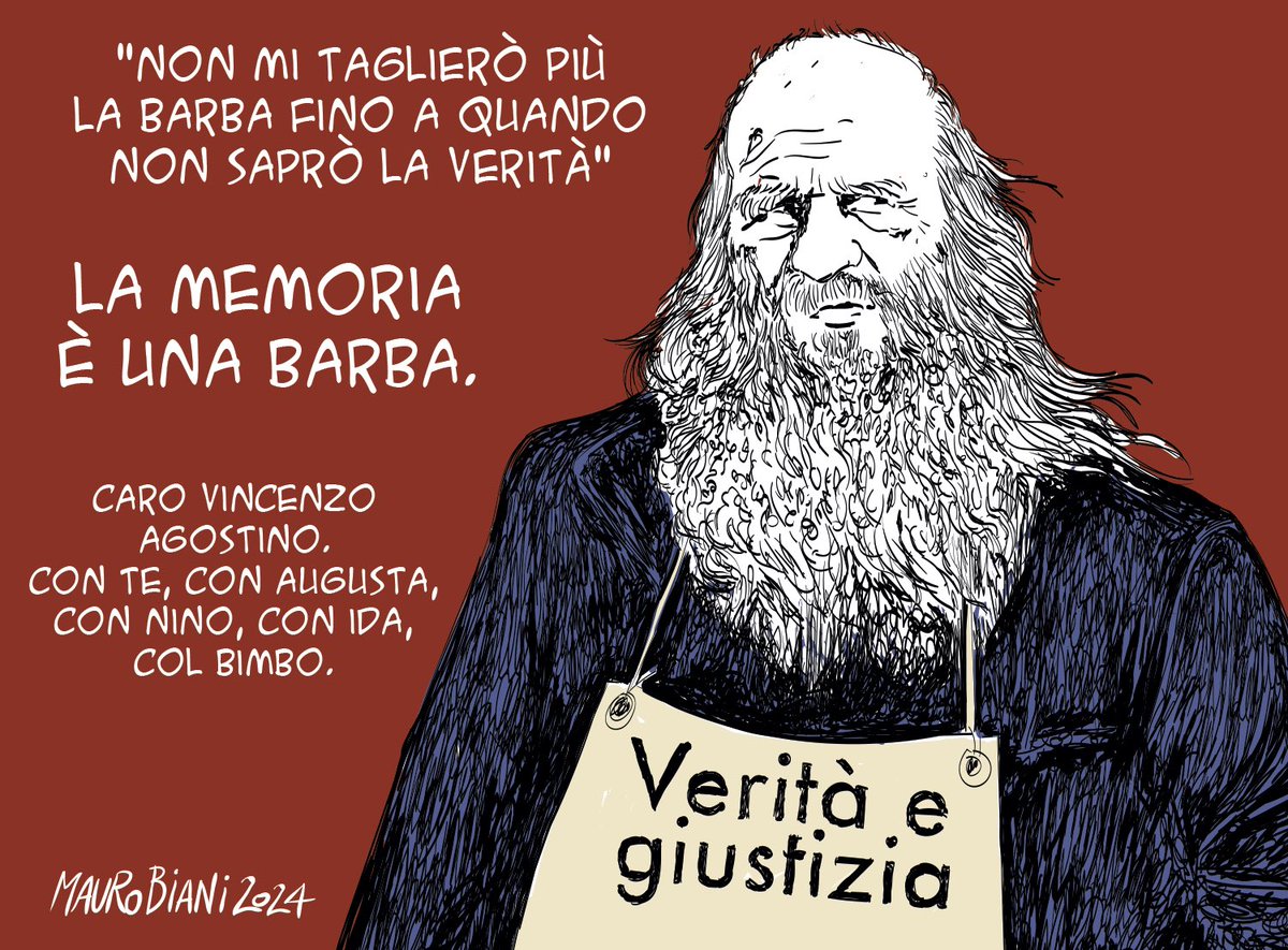 Ora sempre su @raitre @Presa_Diretta “nel nome del padre” su Vincenzo Agostino. (La vignetta uscita su @repubblica )