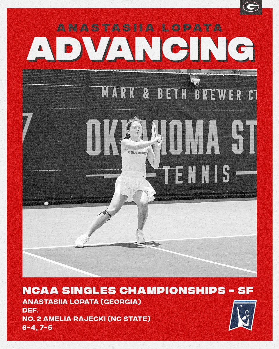 𝑵𝑨𝑺 𝑰𝑺 𝑵𝑨𝑻𝑻𝒀 𝑩𝑶𝑼𝑵𝑫 🤩 Lopata knocks off No. 2 Amelia Rajecki (NC State) in straight sets to become the sixth Bulldog in Georgia women's tennis history to advance to an NCAA Singles Championship final‼️ #GoDawgs