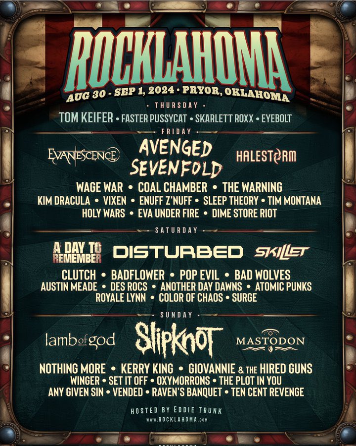 Rocklahoma single day lineups just announced. Bad Wolves will be playing the Saturday with Disturbed, A Day To Remember, Skillet, and many more. Tickets on sale now. 🔗 bit.ly/rocklahoma2024 #BadWolves #rocklahoma