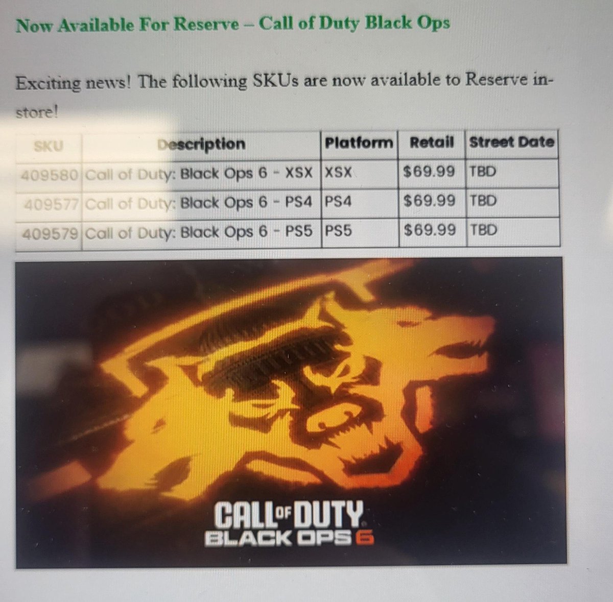 NEW: GameStop has listings for Call of Duty: Black Ops 6 preorders, and it mentions a PS4 version Looks like BO6 will be on last-gen still Source: Reddit | u/Oufp4