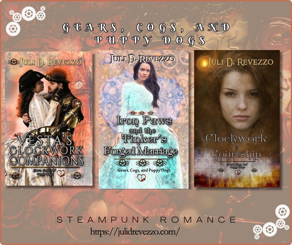 If the military fail in their effort to restore the species, a clockwork creation may be all that stands in the way of a world...
Vesta’s Clockwork Companions ( book 1) by Juli D. Revezzo a Salute Military Event pick
nnlightsbookheaven.com/post/vesta-s-c…
#steampunk #salutemilitary  #giveaway