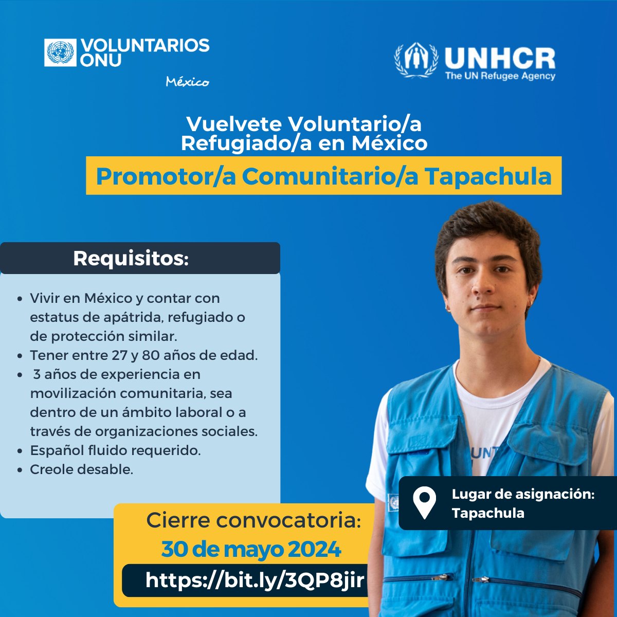 📢5 vacantes con <a href="/AcnurMexico/">ACNUR México</a> 
👉Conócelas aquí: bit.ly/3KisAZW 

Por tu compromiso a tiempo completo recibirás derechos y beneficios. Conoce más: bit.ly/DecideSerUNV

💻Para aplicar recuerda registrarte en app.unv.org y completar tu perfil profesional.
