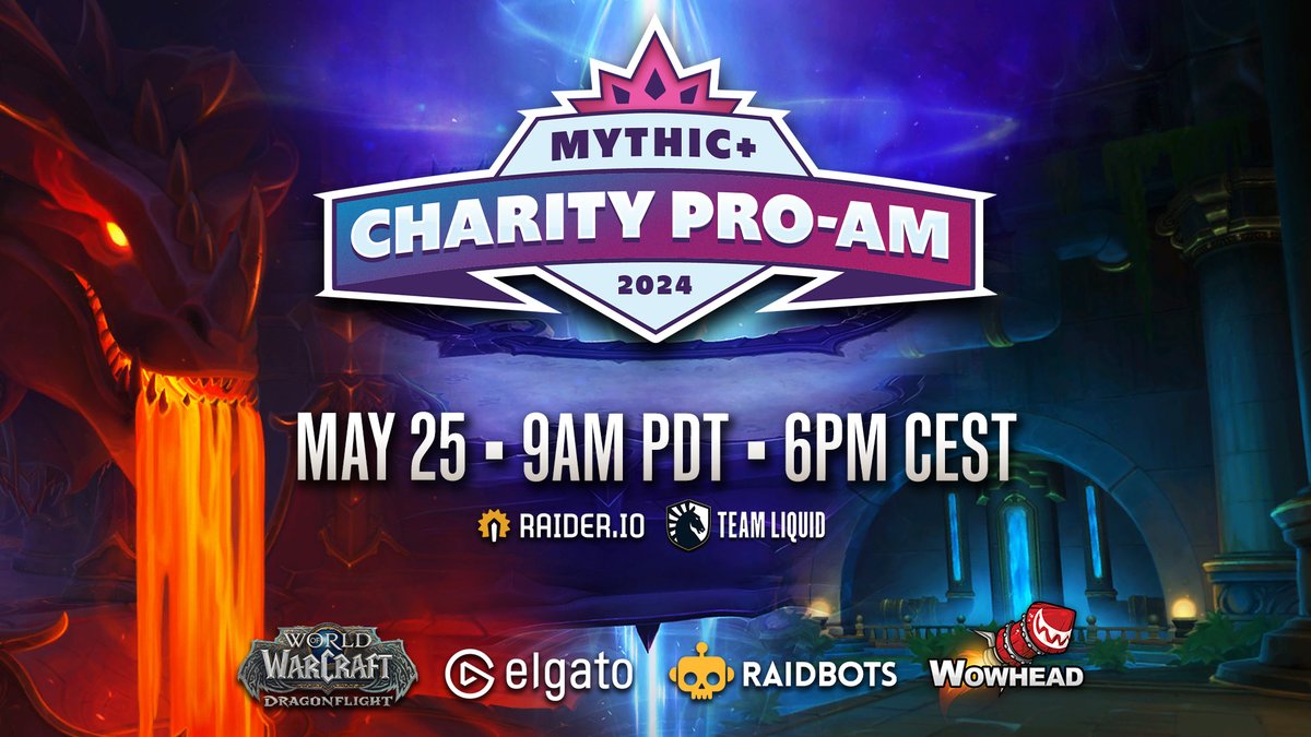 The 2024 Mythic+ Charity Pro-Am is TOMORROW! 📜 rio.gg/2024proam Join us tomorrow as Pros and Average Joes team up to push keys for their respective charities! 📺 twitch.tv/teamliquid We've got unique affixes, fun caster challenges, and LOTS MORE! 😁