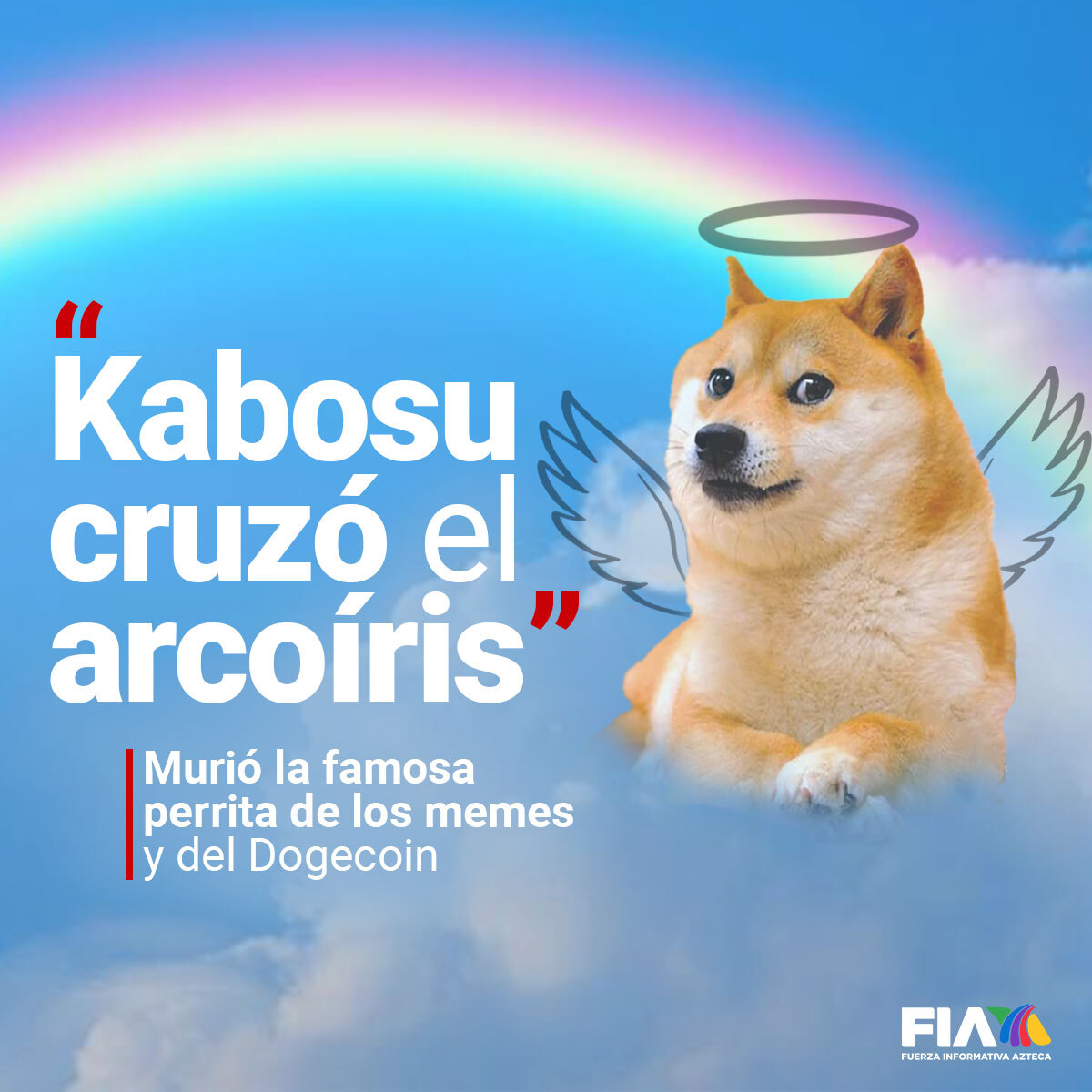 “Kabosu cruzó el puente del arcoíris' Murió la famosa perrita de los memes; su imagen inspiró la creación de la criptomoneda #Dogecoin, que recibió un impulso importante gracias a las inversiones de Elon Musk. aztecanoticias.info/3WRIx0H