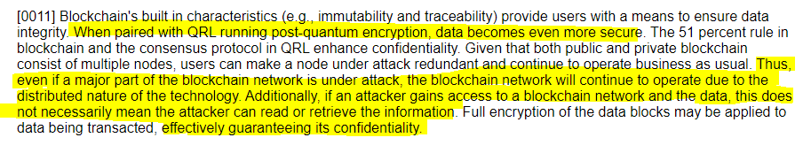 Good evening all, I recently posted about @QRLedger and shared the news that @LockheedMartin had published a patent that utilises the Quantum Resistent Ledger primarily for quantum resistant data encryption. I would highly recommend you read the patent docs, I have included some