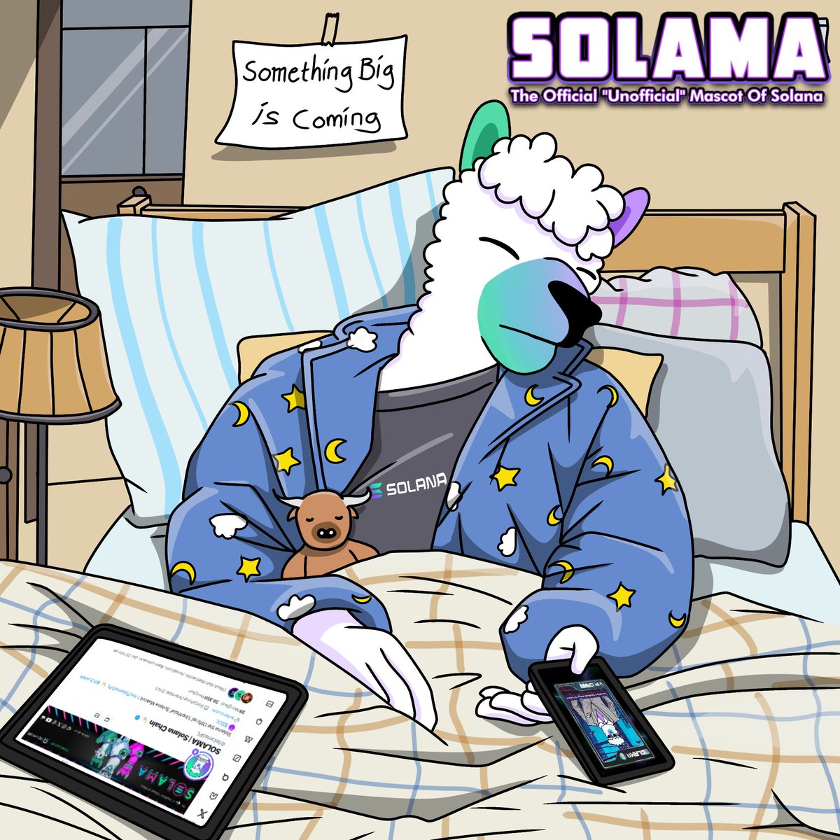 🚀 Exciting news! 

🎉 Hidden messages have been revealed: 

$SOLAMA NFT drops in just 7 days! ⏳️

We're releasing a limited series of 500 NFTs, with all proceeds going to our treasury wallet. 🦙

These funds will fuel our next marketing push and support our TIER 1 listing 🚨