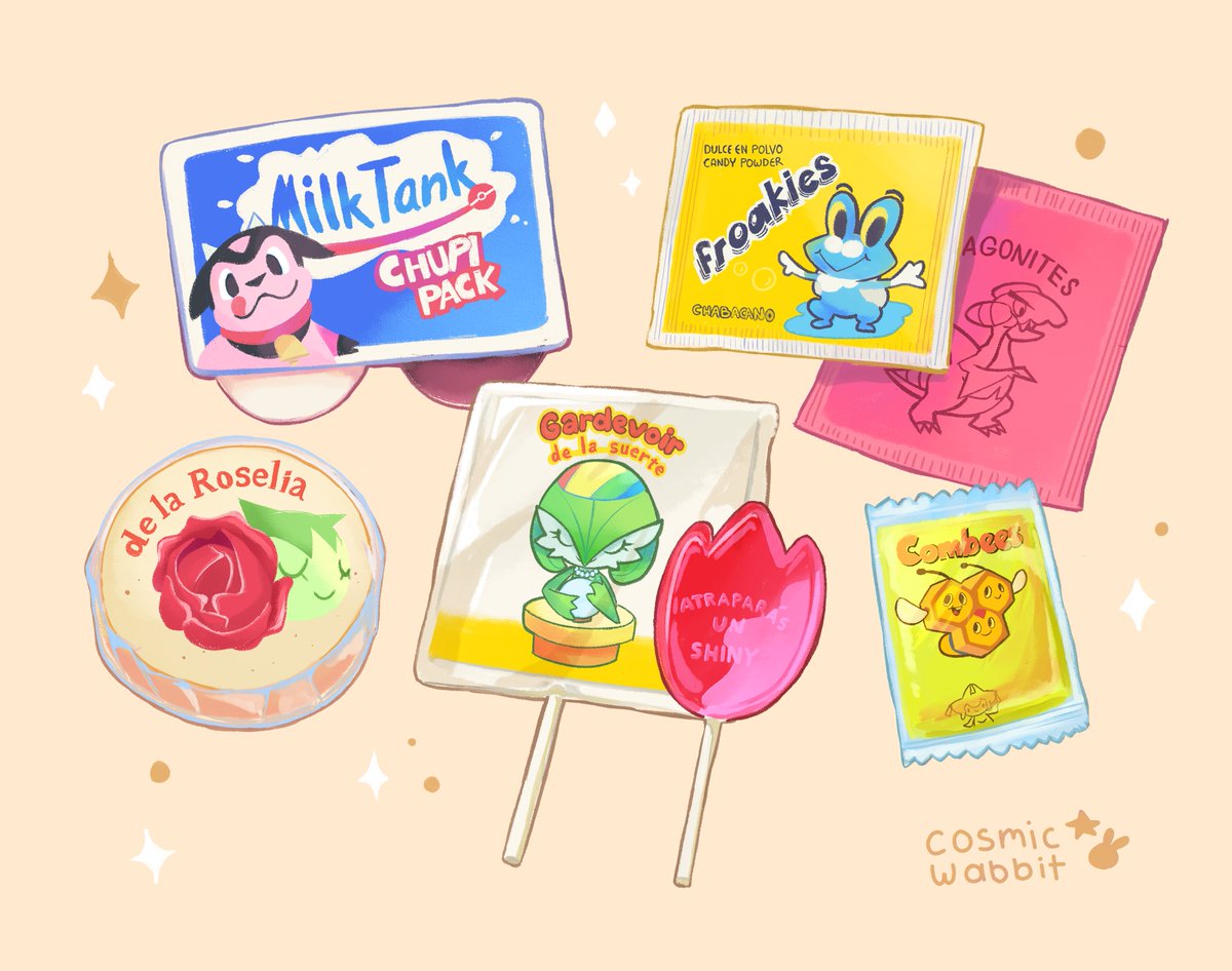 CosmicWabbit's tweet image. This is the first mexican Pokemon candies drawing I made years ago 🥹
I just updated it a little bit to my actual style💖

#Pokemon #kawaiiart