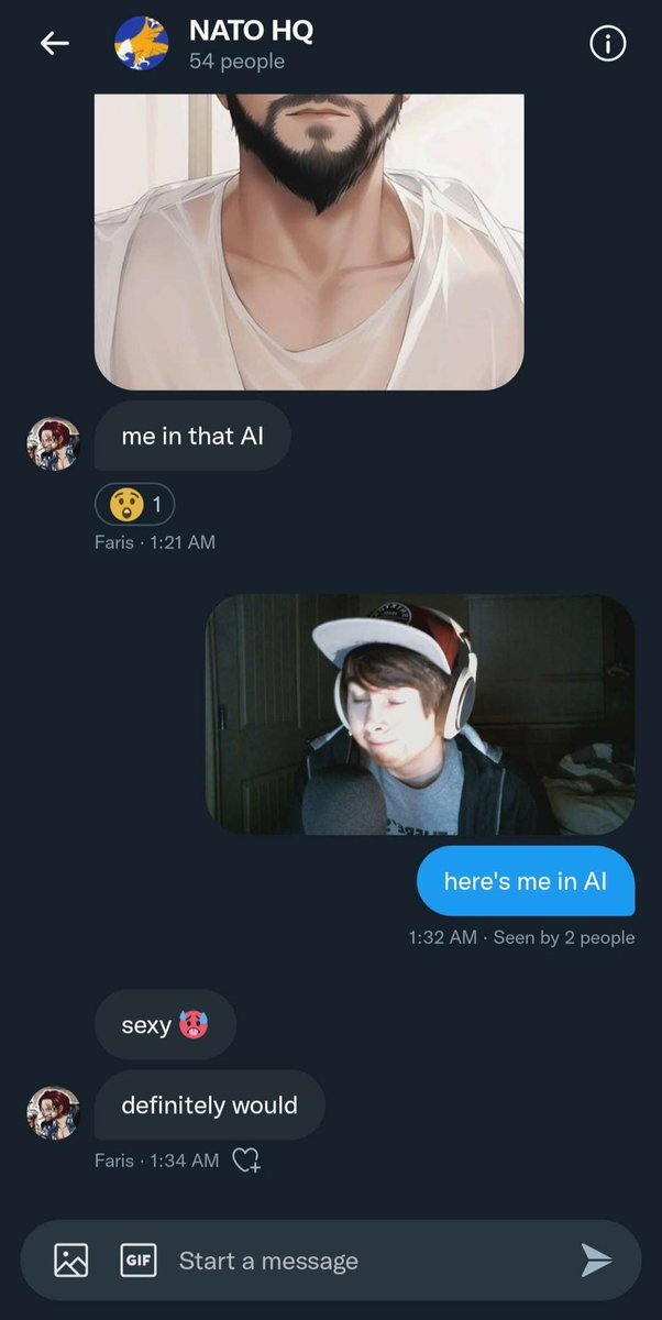 My friend sent me this screenshot of an old conversation with the now-disgraced groomer Saudi Arabian “Faris”, where he sent a picture of youtuber LeafyIsHere claiming it to be his face, to which Faris responded “Sexy”