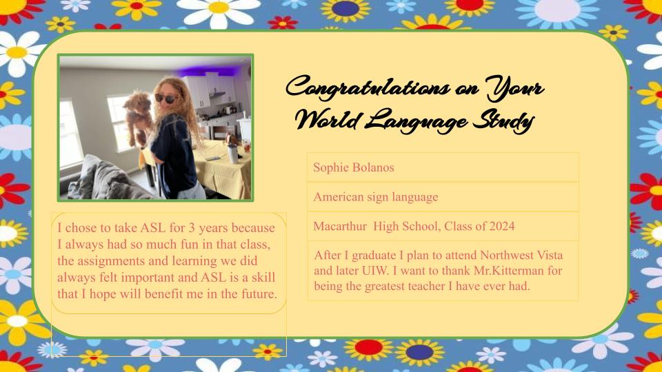 NEISD WL (@neisdwl) on Twitter photo Congratulations, Sophie Bolanos! American Sign Language student at MacArthur High School! <a href="/RealBrahmaPride/">MacArthur HS</a> Congratulations, Sophie Bolanos! American Sign Language student at MacArthur High School! <a href="/RealBrahmaPride/">MacArthur HS</a>