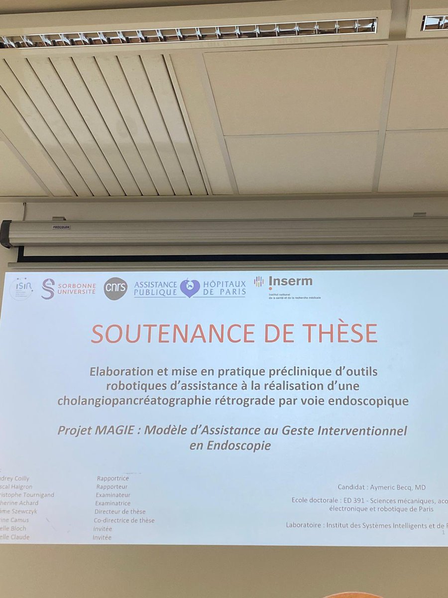 AymericBecq's tweet photo. May 22nd 2024, successful defense of my PhD thesis. So proud of what the whole team has accomplished during the past 4 years @ISIR. Thankful for the mentoring of Pr Jerome Szewczyk and Pr @camusmarine4. Can’t wait for what’s next! #GItwitter #ercp #endoscopy https://t.co/plO4LChw02