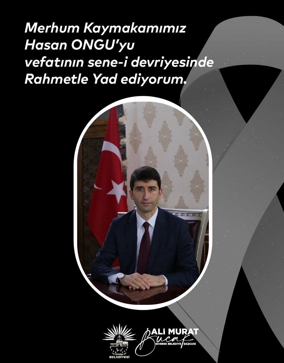 2021 yılında şehrimizde görevli olan merhum Kaymakamımız Hasan Ongu'nun vefatının sene-i devriyesinde Rahmetle Yad ediyorum.