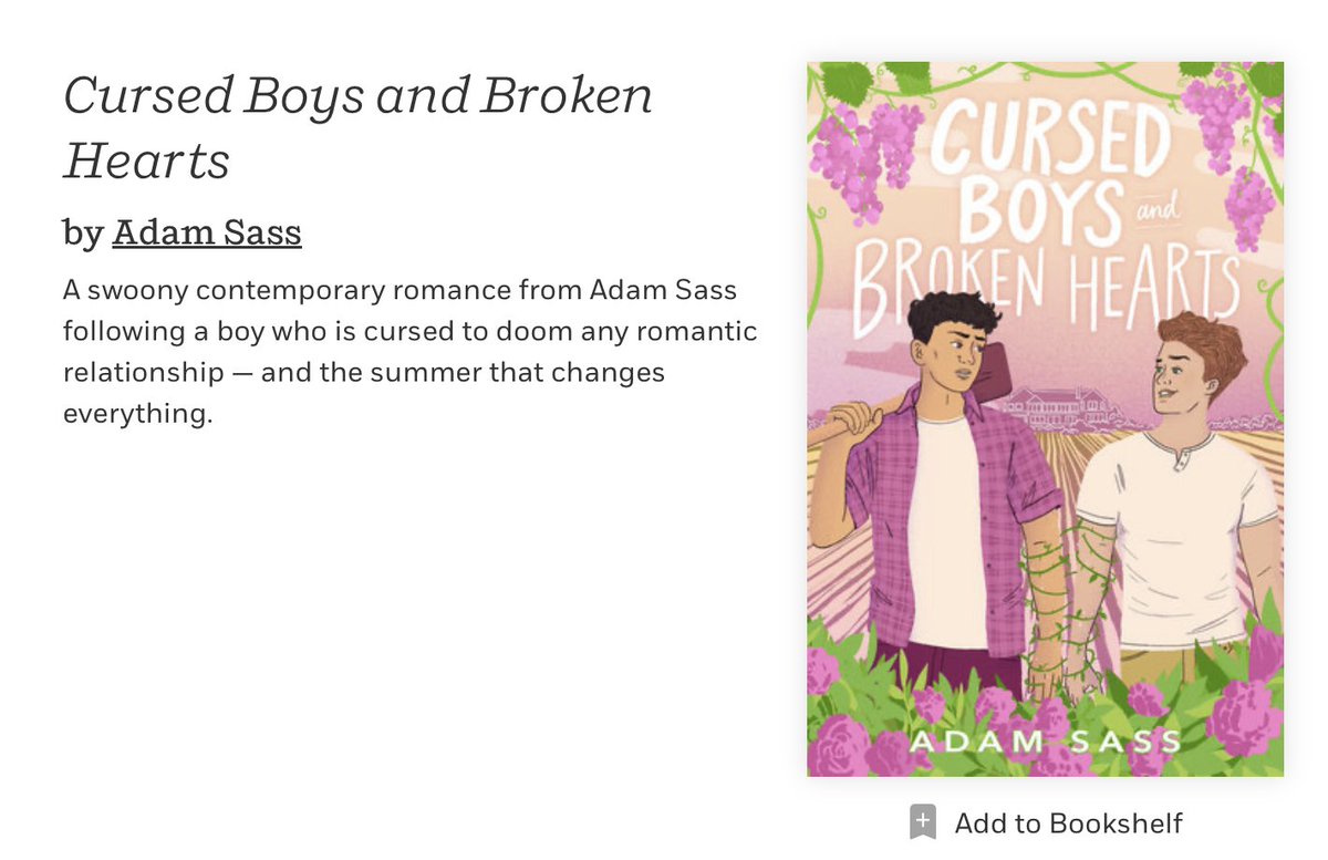 Stoked to see CURSED BOYS make it to PRH main this morning for their summer romance reads promo. My boys alongside the adult titles wooo! I wrote this to be read on a porch with an 8pm sunset and a cool bevy, so this is perfectly perfect! penguinrandomhouse.com/the-read-down/…