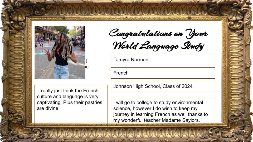 NEISD WL (@neisdwl) on Twitter photo Congratulations to Tamyra Norment! Senior French student at Johnson High School! <a href="/CTJohnsonHigh/">CTJHighSchool</a> Congratulations to Tamyra Norment! Senior French student at Johnson High School! <a href="/CTJohnsonHigh/">CTJHighSchool</a>