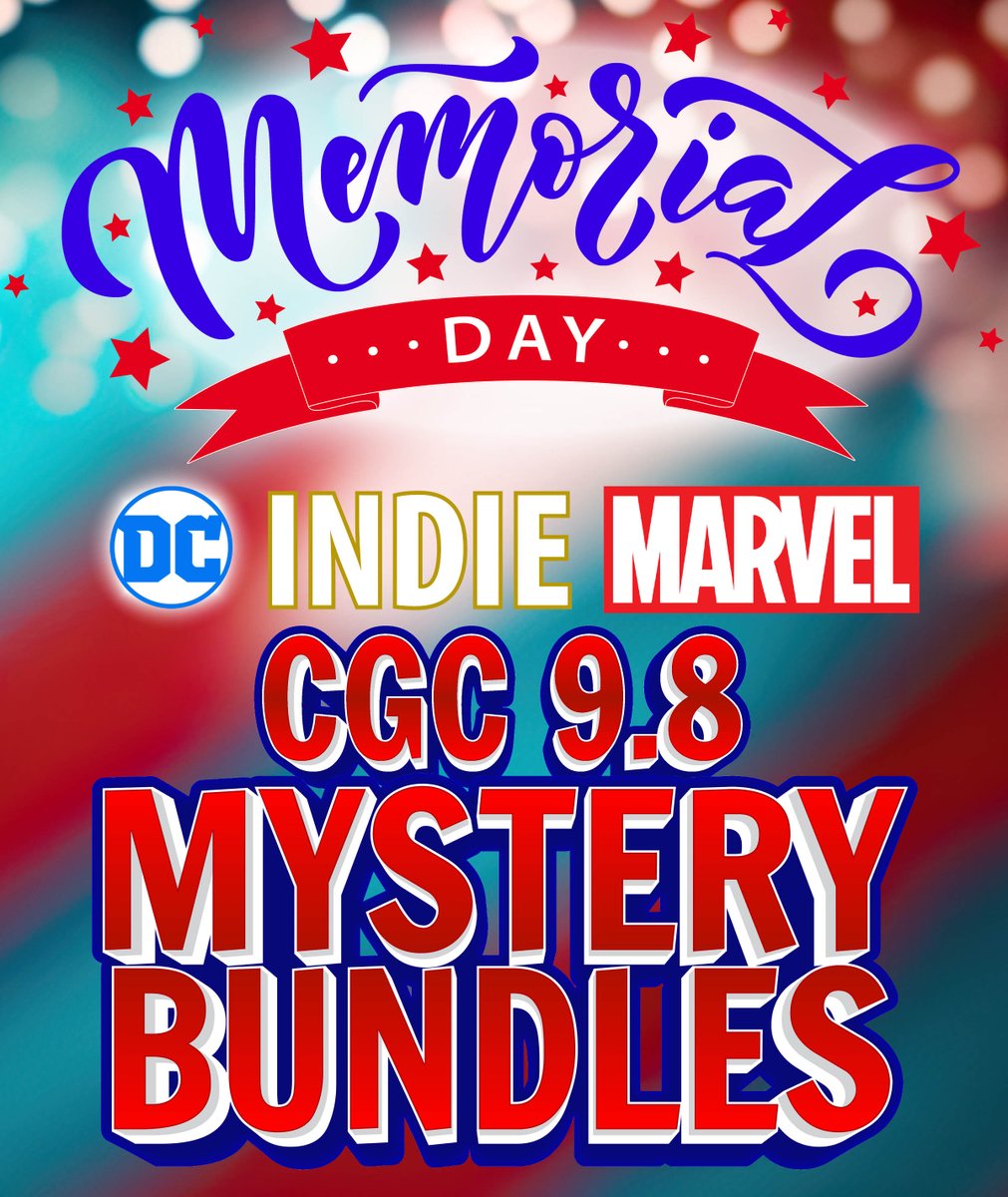 🇺🇸 Memorial Day Mystery Bundles at tinyurl.com/CKC-bundles!
🎆 1 CGC 9.8 store exclusive slab and 4 exclusives for $85CAD/$62USD!
#comickingdomcreative #comickingdomrules #exclusivecomic #mysterycomic #cgc98 #memorialday #memorialdaysale