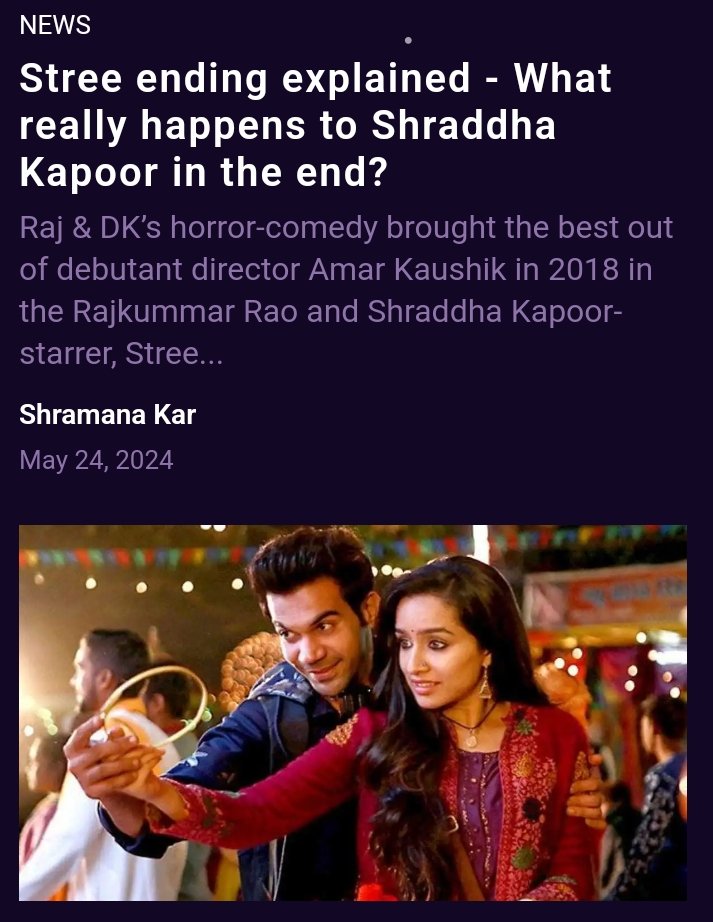 #shraddhakapoor's character unnamed throughout the movie. One assumes that she is Stree. This hints at a deeper connection, leaving the viewers wondering if #Shraddha's character is more than just a helpful visitor and if she has her own mysterious purpose.