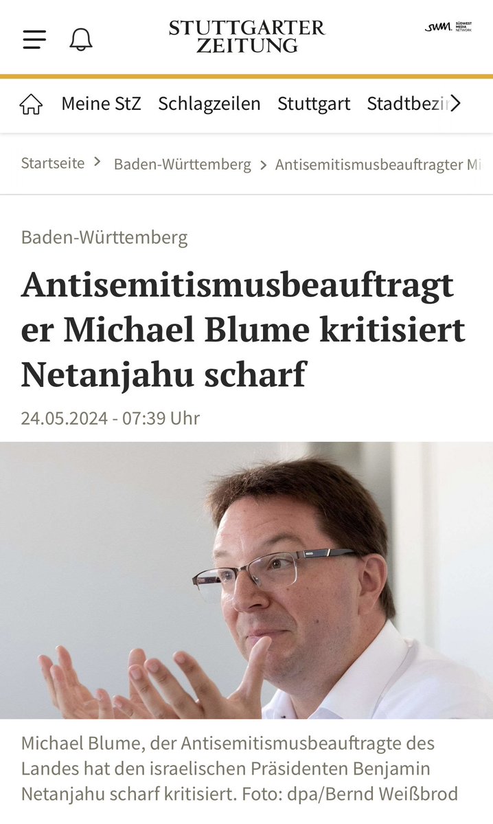 Ich frage mich, zählt es wirklich zu den Aufgaben eines Antisemitismusbeauftragten in Deutschland den Ministerpräsidenten Israels scharf zu kritisieren?