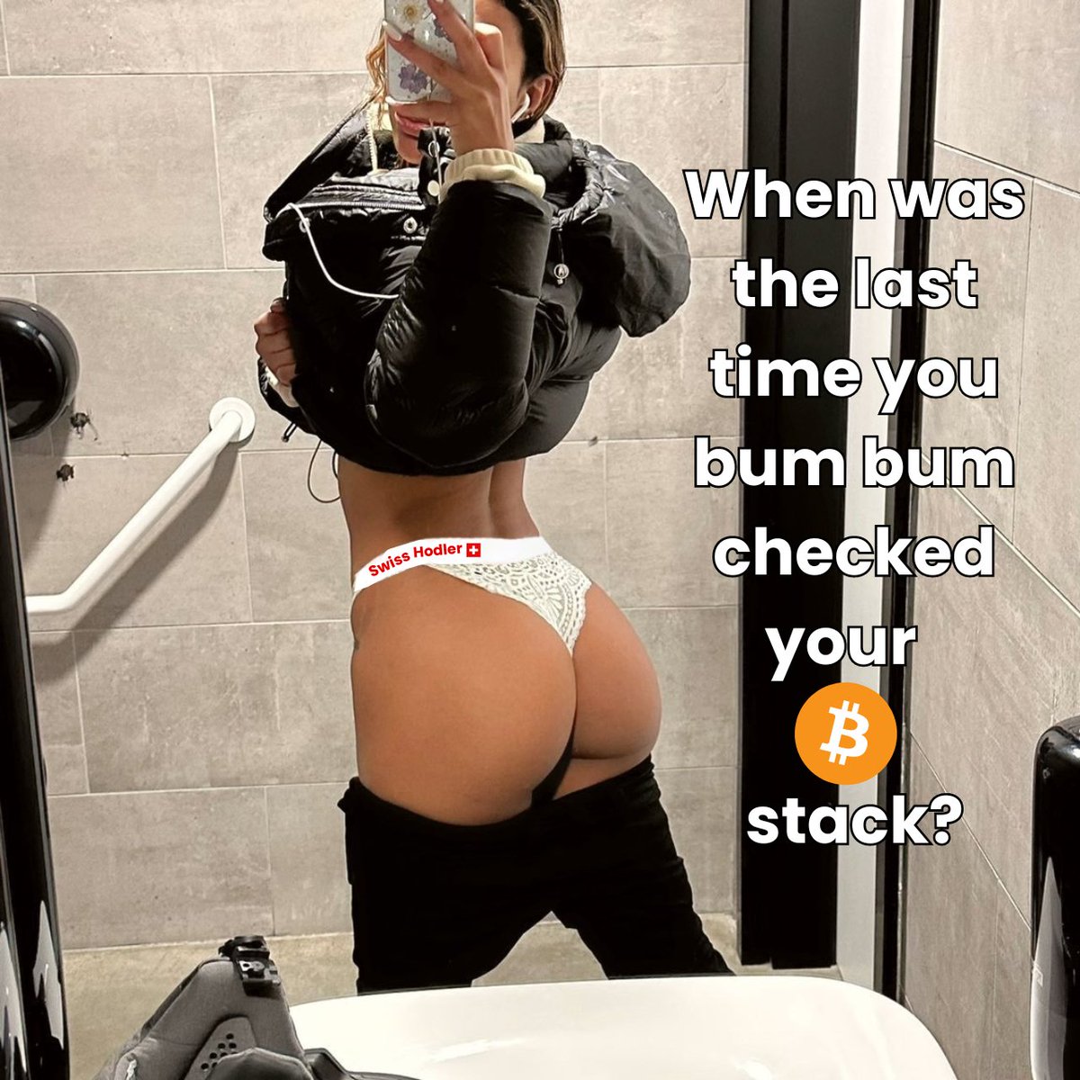 SwissHodler's tweet photo. When was the last time you bum bum checked your #Bitcoin stack?
Have a great weekend #plebs!
And don't forget to #BumBumCheck your #BTC #stack https://t.co/nn2u6o5PCw