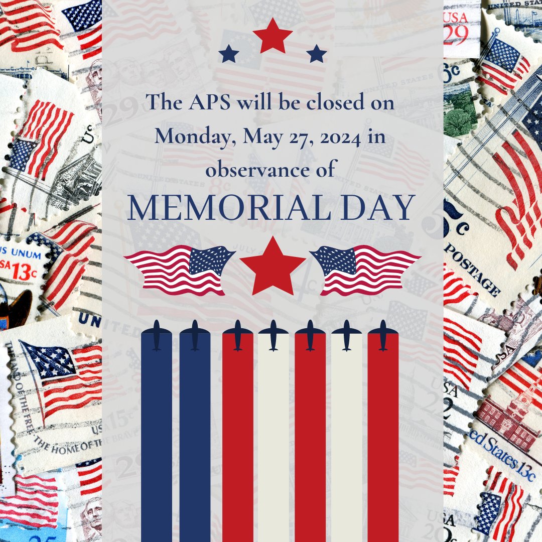 The American Philatelic Center will be closed for Memorial Day. We will resume regular hours on 5/28/2024. Enjoy your holiday weekend!