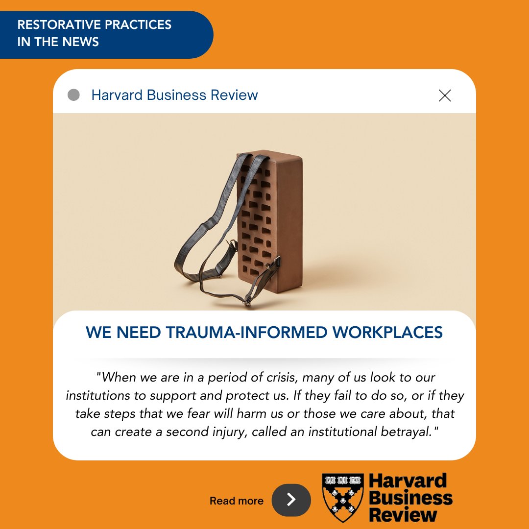 '...organizations have struggled to provide the support and leadership their employees and customers need. That’s why it’s so important that they take steps now.'💼💙 Read the full article here ➡️ bit.ly/3KgfQDa #IIRP #RestorativePractices #TraumaInformed