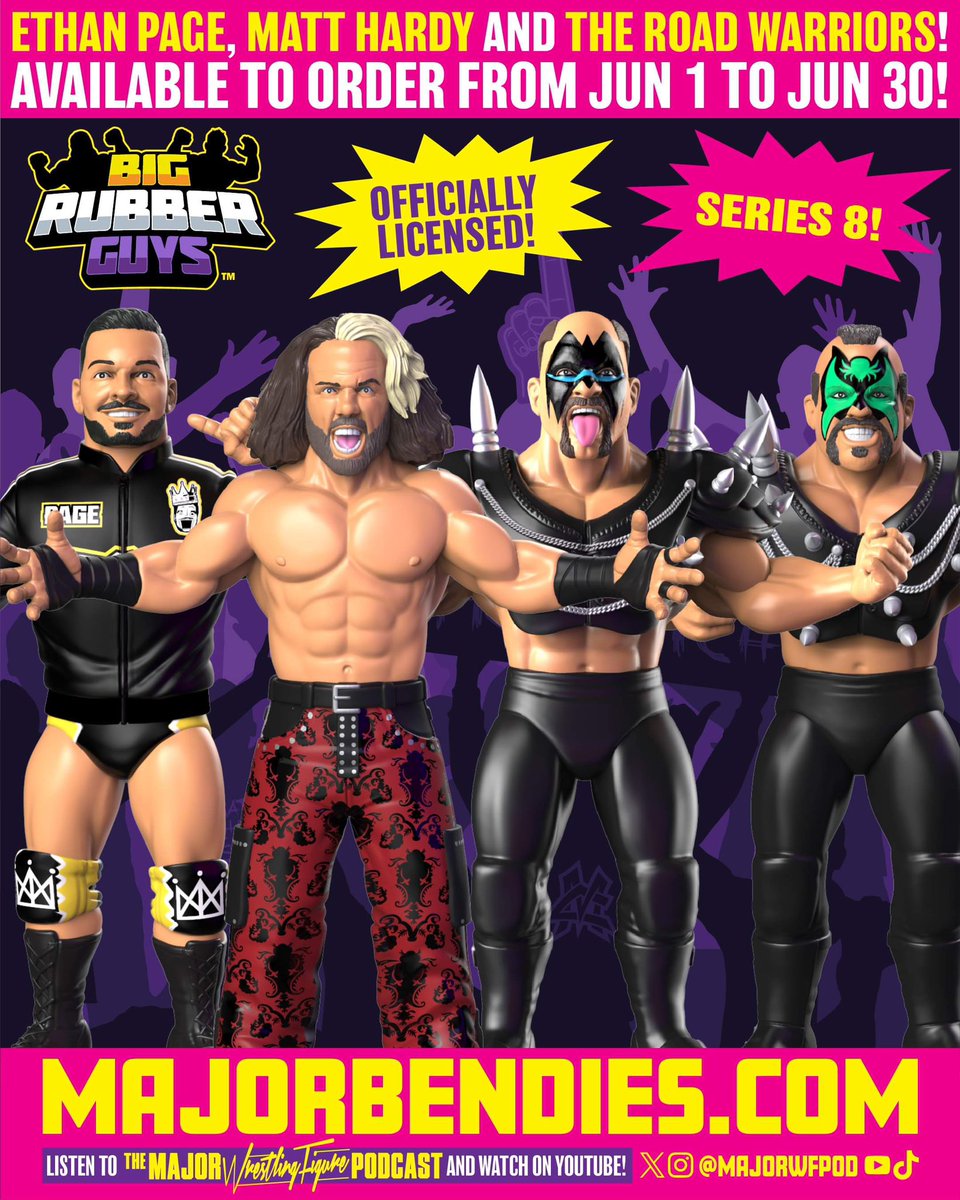 And the last reveal for our next #BigRubberGuys lineup is… @MATTHARDYBRAND! Him along with @OfficialEGO and the Road Warriors will be available for pre-order for the entire month of June at MajorBendies.com! #ScratchThatFigureItch