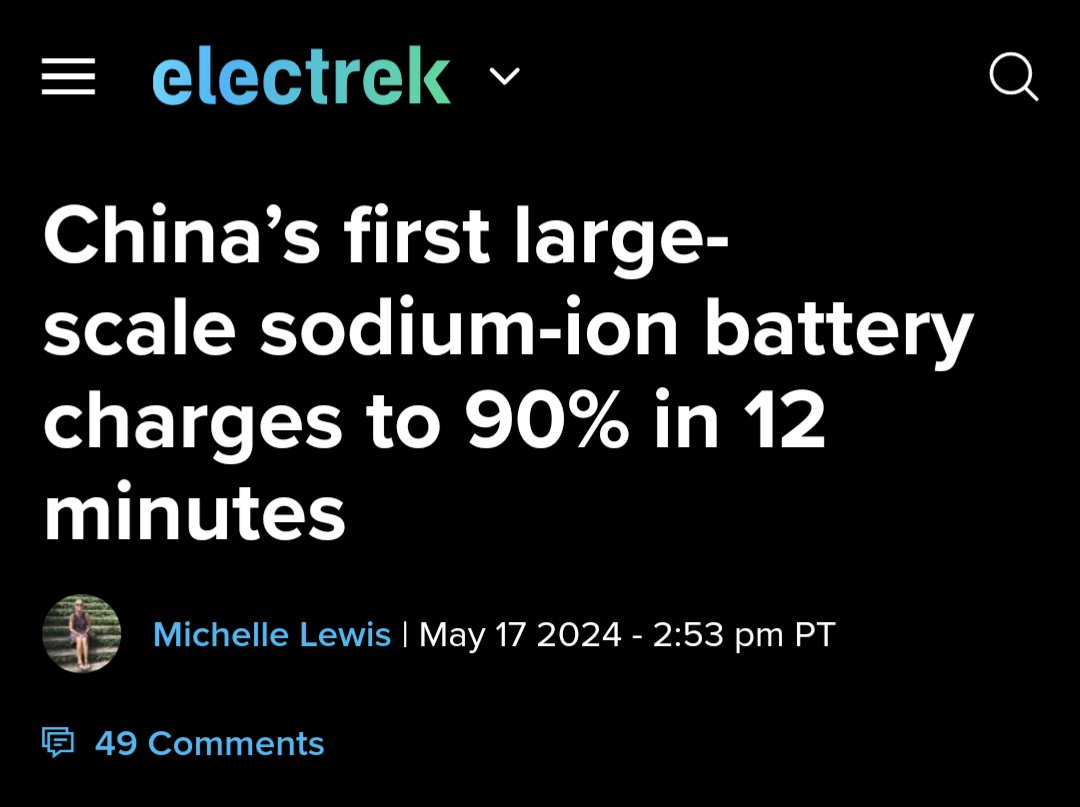Sodium ion batteries have low energy density, but they charge super fast:

90% in 12 minutes 🚀

And this is only the first generation of sodium ion cells!

Right now sodium ion batteries are more expensive than LFP, but in the next 5 to 10 years, I expect them to get much