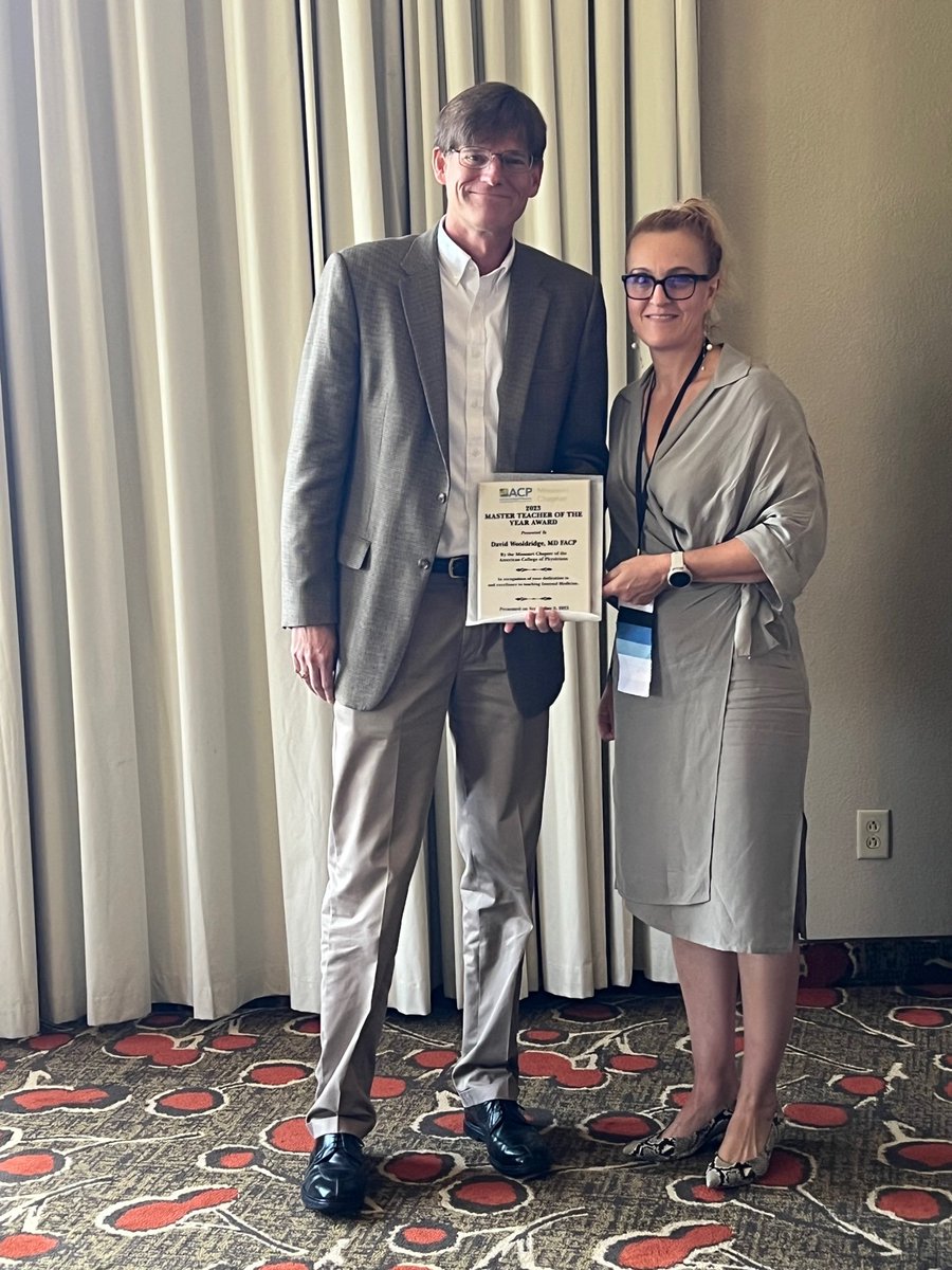 UMKC Internal Medicine Residency Program (@umkcim) on Twitter photo Our very own Dr. David Wooldridge was honored with the 2023 Missouri ACP Master Teacher of the Year Award <a href="/ACPMissouri/">ACPMissouri</a> meeting. Dr. Wooldridge's dedication to medical education and his unwavering commitment to our residents' growth have set a standard of excellence at UMKC. Our very own Dr. David Wooldridge was honored with the 2023 Missouri ACP Master Teacher of the Year Award <a href="/ACPMissouri/">ACPMissouri</a> meeting. Dr. Wooldridge's dedication to medical education and his unwavering commitment to our residents' growth have set a standard of excellence at UMKC.