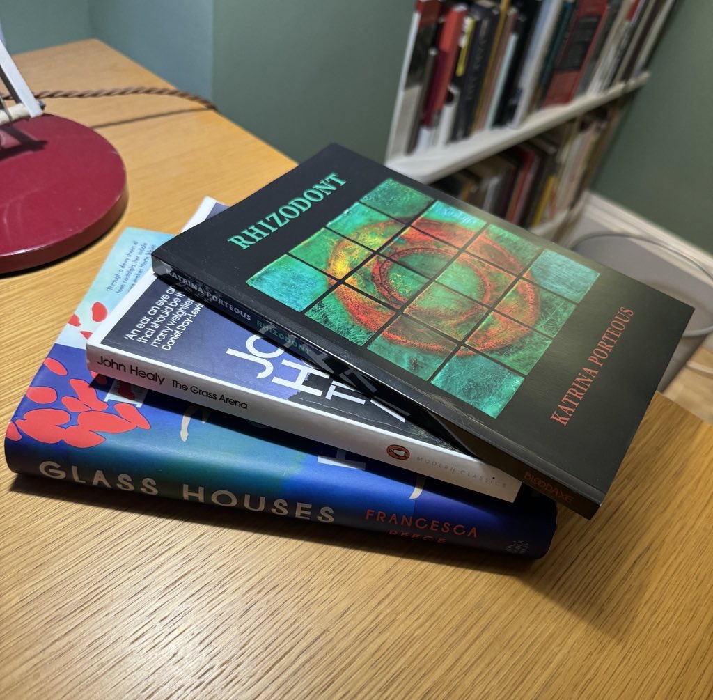 Patrick Galbraith (@paddygalbraith) on Twitter photo Currently making my way through John Healy’s The Grass Arena, my friend Katrina Porteous’ new collection Rhizodont published by <a href="/BloodaxeBooks/">Bloodaxe Books</a>, and <a href="/FrancescaReece/">Francesca Reece</a>’s just released, Glass Houses
Katrina knows lots about fish and Francesca knows lots about forestry work Currently making my way through John Healy’s The Grass Arena, my friend Katrina Porteous’ new collection Rhizodont published by <a href="/BloodaxeBooks/">Bloodaxe Books</a>, and <a href="/FrancescaReece/">Francesca Reece</a>’s just released, Glass Houses
Katrina knows lots about fish and Francesca knows lots about forestry work