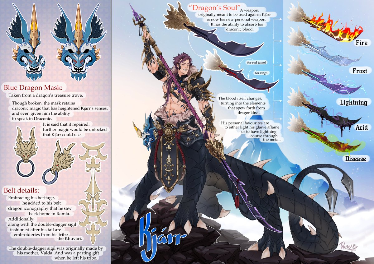 TPLA97's tweet photo. Howdy! This is my volatile son, Kjárr "Vol'khan"! 

Born from a union between dragon and centaur, he leads his life thirsting not for gold, but combat!

I'm going to use this as a master tweet for all the character lore and thoughts! https://t.co/XfedJhPps9