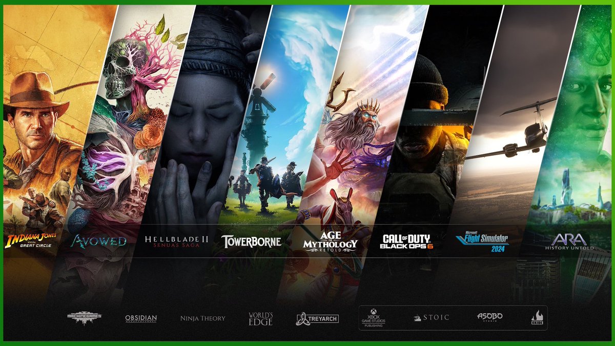 Titles currently rumored/expected to appear at #Xbox showcase on June 9th:

Confirmed:

- Call of Duty: Black Ops 6

Rumored:

- DOOM: The Dark Ages
- Gears 6
- Gears 1 - 3 Remastered Collection
- Indiana Jones
- Avowed
- State of Decay 3
- Perfect Dark
- Fallout 3 Remaster
-