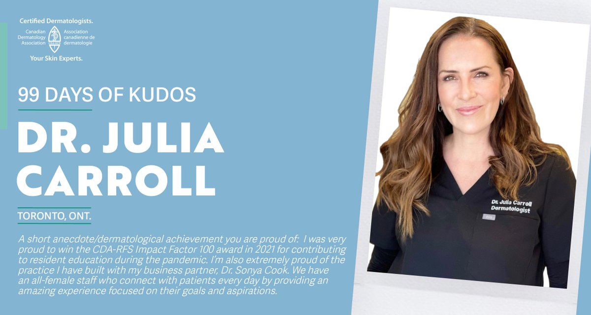 Three cheers for Dr. Julia Carroll, an outstanding dermatologist on so many levels! Her stellar teaching skills, combined with her joyful personality, have profoundly impacted many individuals through a variety of outlets. 1/4