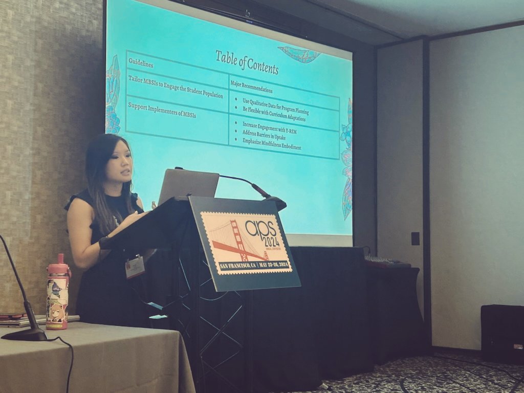 Presented guidelines for adapting mindfulness with youth who are racially and ethnically marginalized in San Francisco today! What an honor. #aps24sf <a href="/OpenAcademics/">OpenAcademics</a> #academictwitter