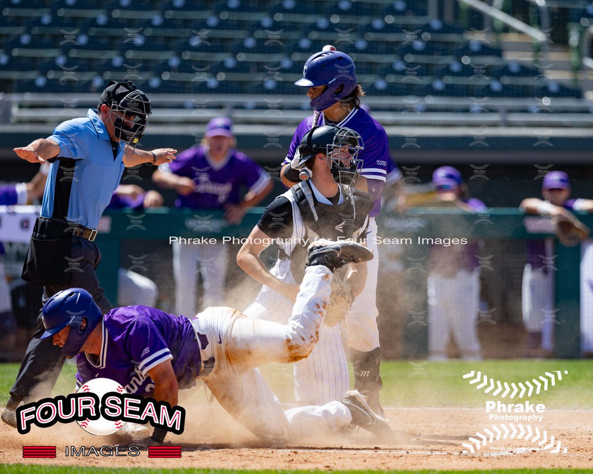 Right Fielder Hunter Smith (32) of the Tarleton State Texans Steals home during a WAC Tournament NCAA game against the Grand Canyon Antelopes @TarletonBase #wacbsb