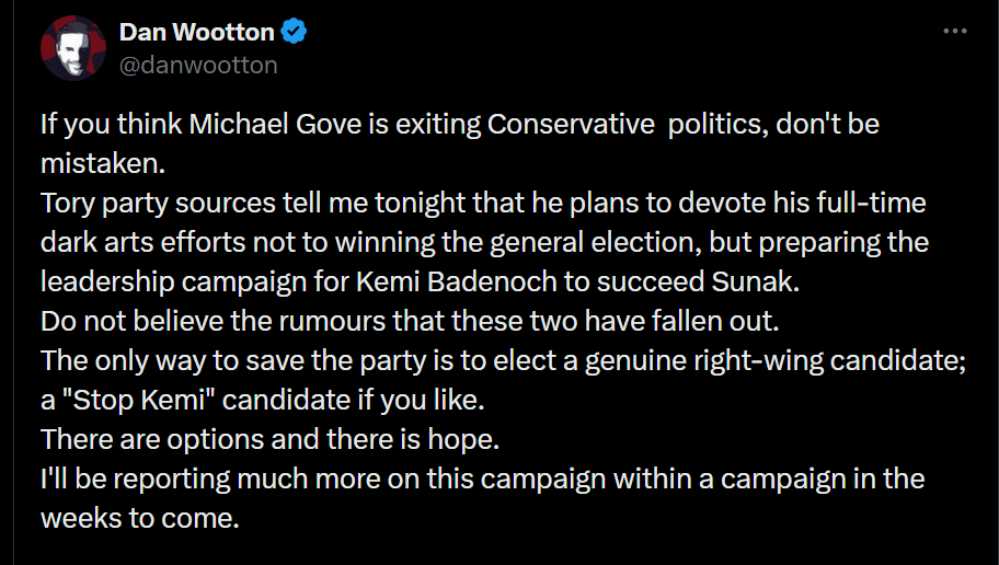 dave43law's tweet photo. Now this gets interesting
It appears the 'right' are now already forming to oppose a Kemi leadership
They want to out Reform Reform.......
#ToriesOut687 #SunakOut577 #GeneralElectionNow #Sunackered #ToriesUnfitToGovern #PintSizedLoser https://t.co/ys1ZK636It