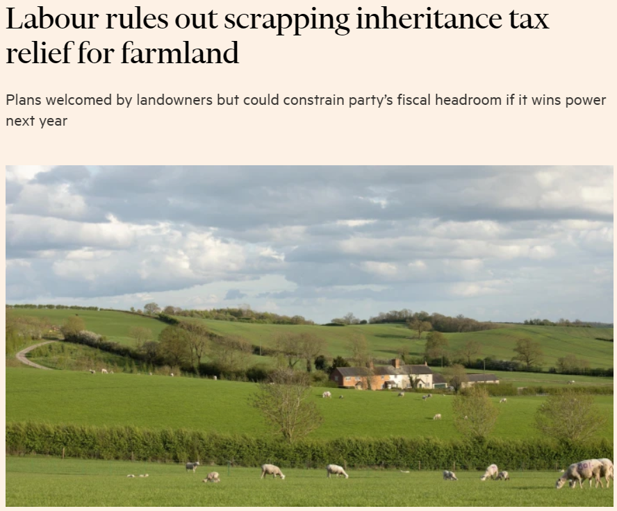 Shadow Defra secretary Steve Reed confirmed last year that Labour wouldn't change IHT rules that stop farms being divided on death. But high tax fanatics like @TheIFS are pressing Labour to scrap the vital reliefs. Keir Starmer must reassure farmers that their farms are safe